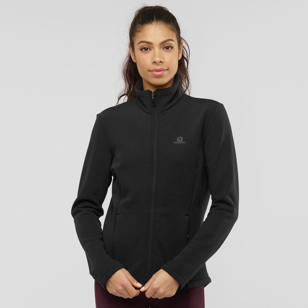 Salomon Singapore Womens Midlayers - RADIANT FULL ZIP W Black | 40136-YAIE